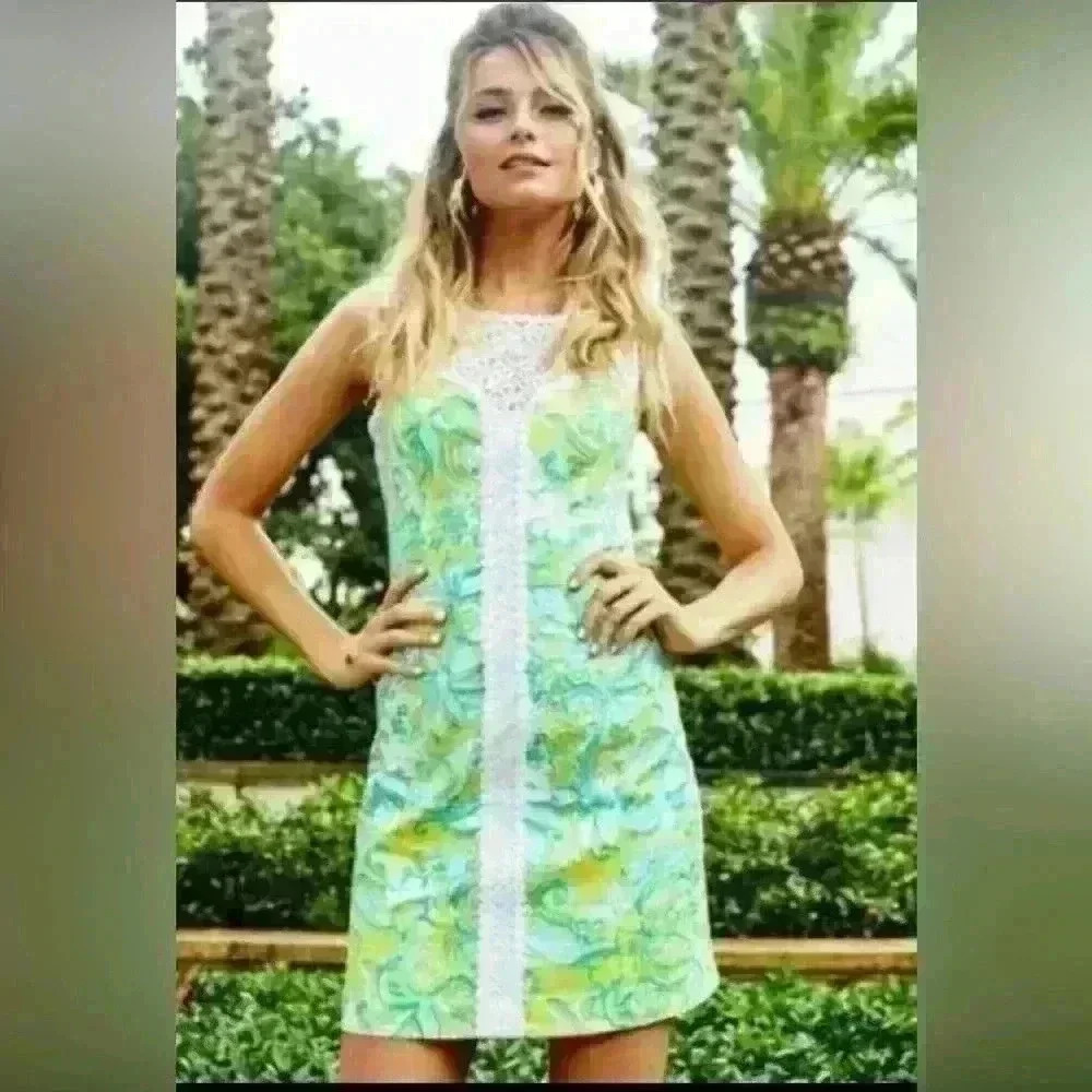 Lilly Pulitzer Sofia Lace Shift Dress Dandelion Yellow Beach Gypsies Size 2